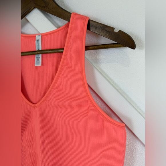 Athleta Aurora Seamless Crop Ribbed Tank Coral Pink Size 1X - Picture 4 of 10